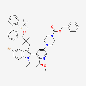 benzyl (S)-4-(5-(5-bromo-3-(3-((tert-butyldiphenylsilyl)oxy)-2,2-dimethylpropyl)-1-ethyl-1H-indol-2-yl)-6-(1-methoxyethyl)pyridin-3-yl)piperazine-1-carboxylate