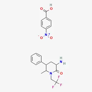 3-Amino-6-methyl-5-phenyl-1-(2,2,2-trifluoroethyl)piperidin-2-one;4-nitrobenzoic acid