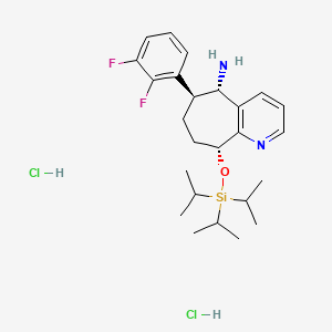 6-(2,3-Difluorophenyl)-9-((triisopropylsilyl)oxy)-6,7,8,9-tetrahydro-5H-cyclohepta(b)pyridin-5-amine dihydrochloride, (5S,6S,9R)-